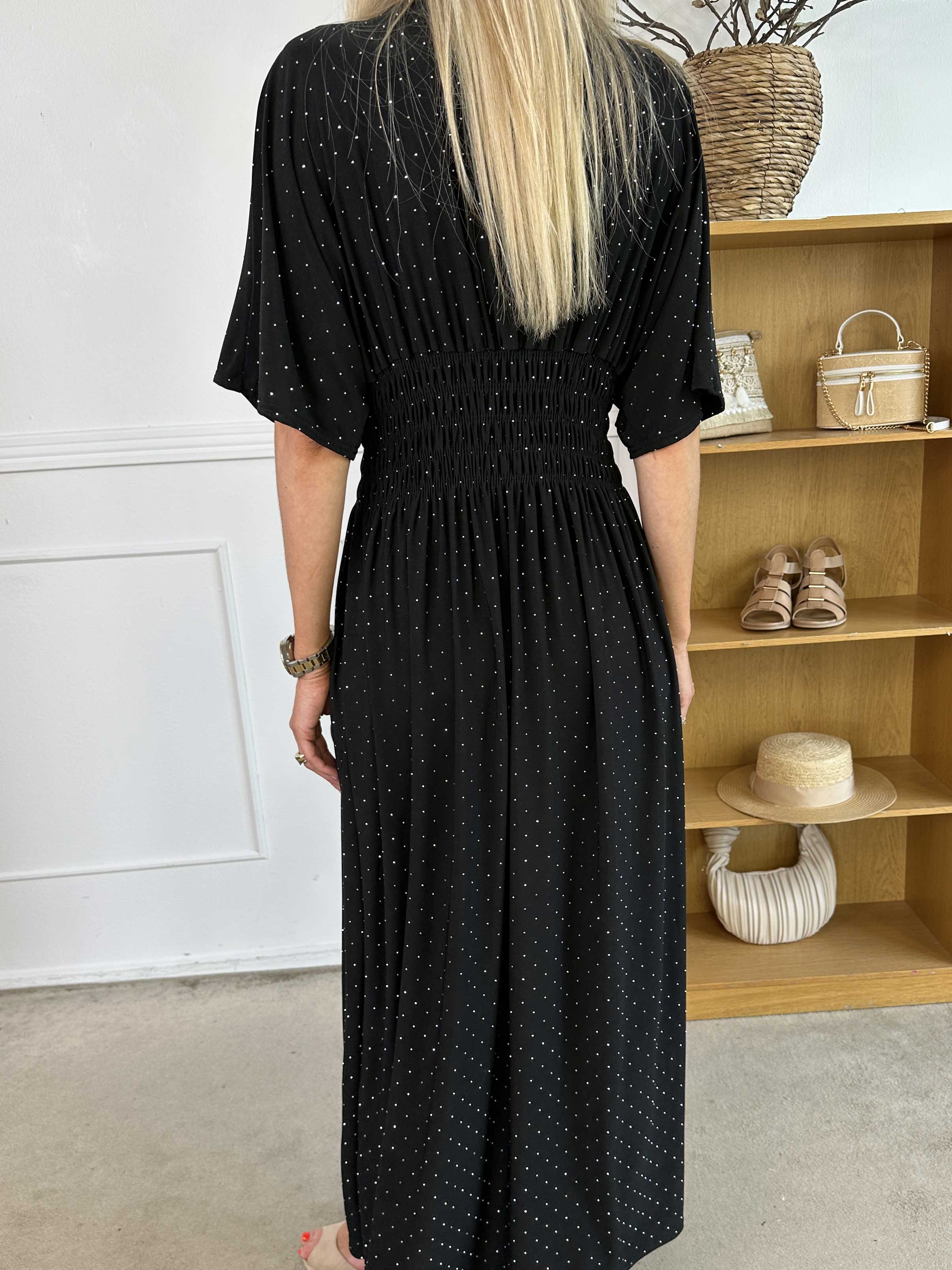 Pams Crystal - Lång plus size stretchklänning med strass